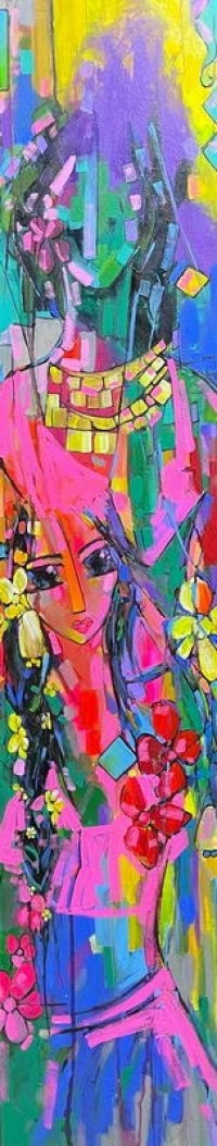 Noshi, 12 x 60 Inch, Acrylic on Canvas, Figurative Painting, AC-NOS-028